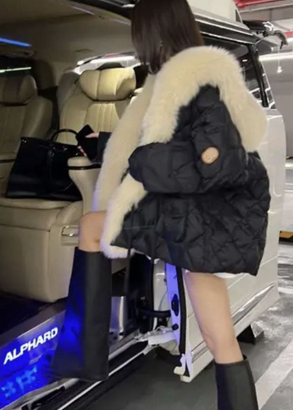 Manteau d'Hiver Femme Oversized en Duvet avec Col en Fourrure 2