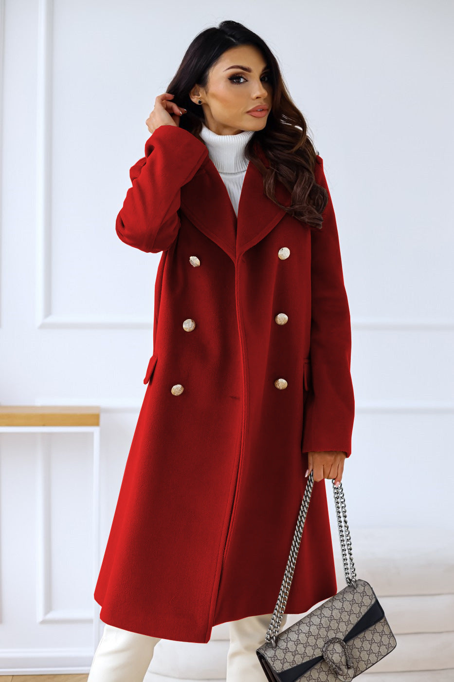 Manteau d'Hiver Femme Trench Chic à Double Boutonnage 8