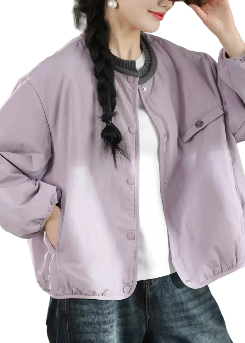 Manteau d'hiver Femme Décontracté Patchwork à Poches 0