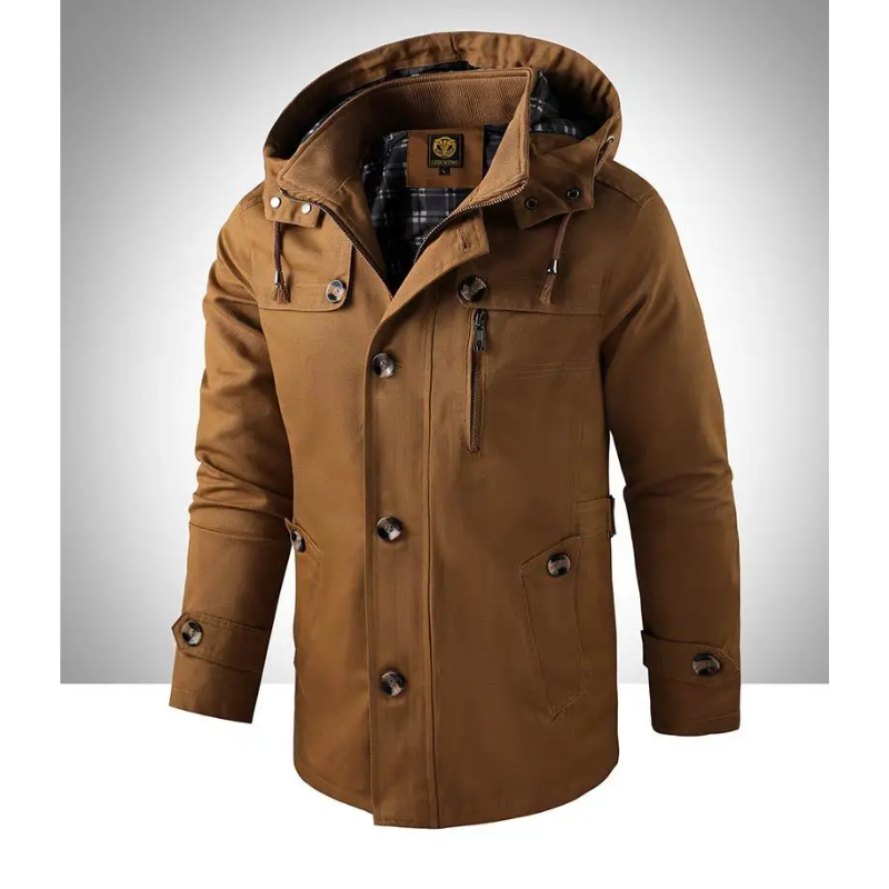 Manteau d'hiver long pour homme avec capuche 0