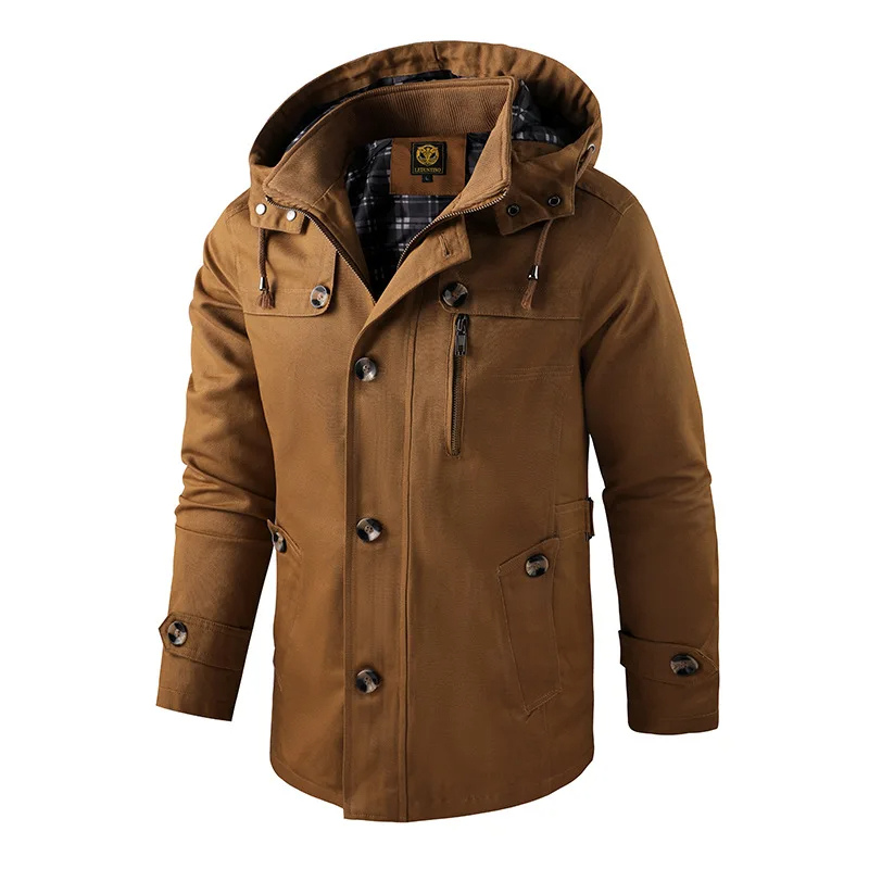 Manteau d&#39;hiver long pour homme avec capuche 1