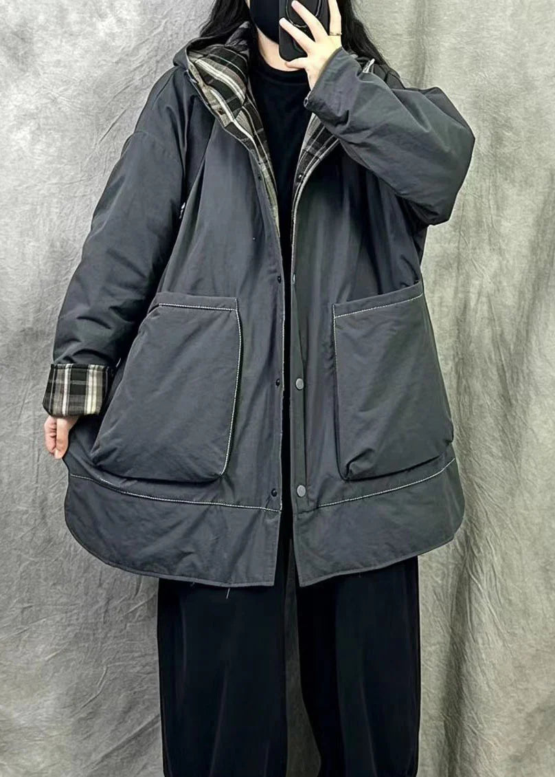 Manteau d'hiver réversible à capuche pour femme 1