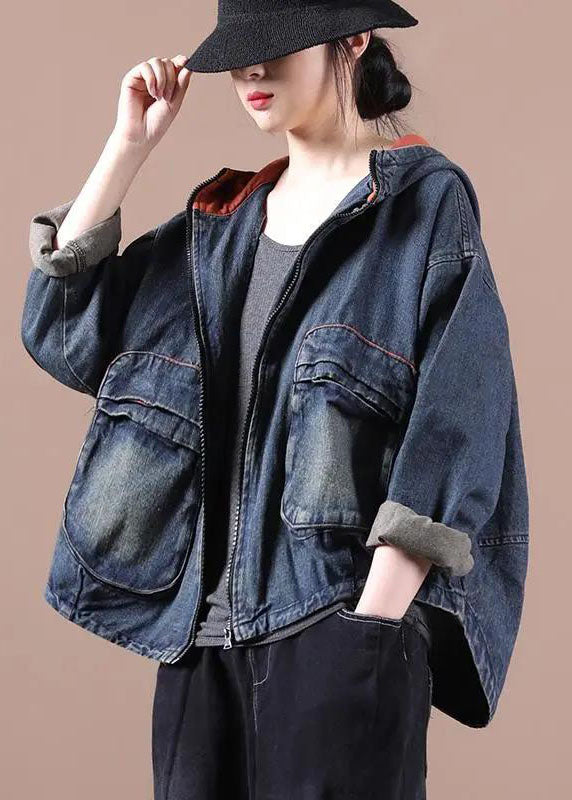 Manteau en Denim à Capuche pour Femmes 0