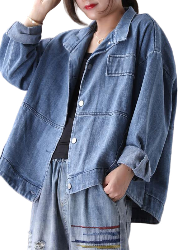 Manteau en Denim à Col Montant pour Femmes 0