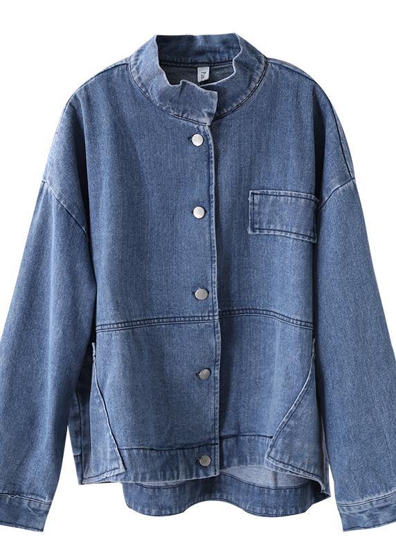 Manteau en Denim à Col Montant pour Femmes 4