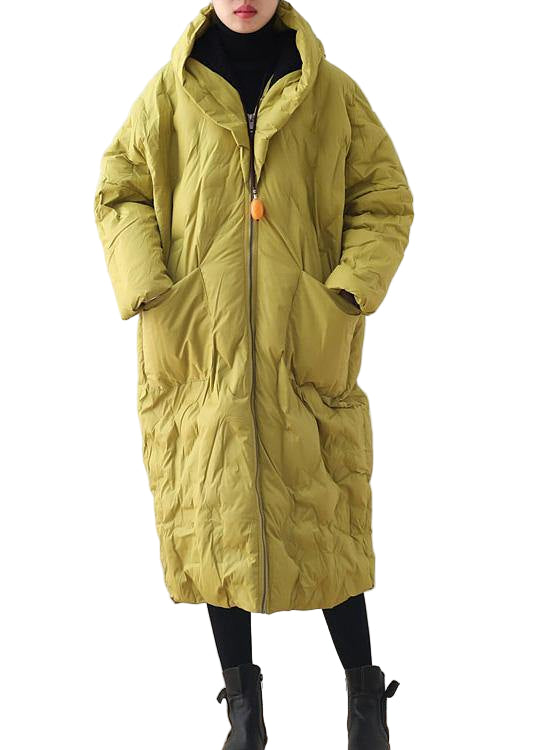 Manteau en Duvet Jaune Chaud pour Femme Style Rétro 0