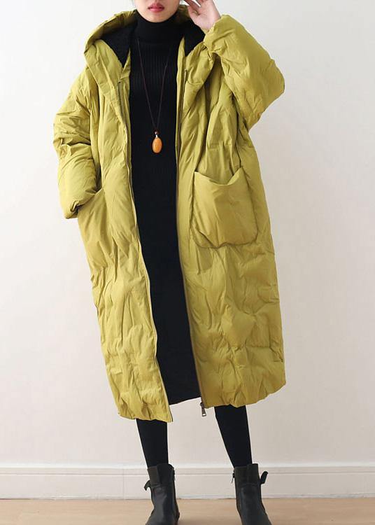Manteau en Duvet Jaune Chaud pour Femme Style Rétro 2
