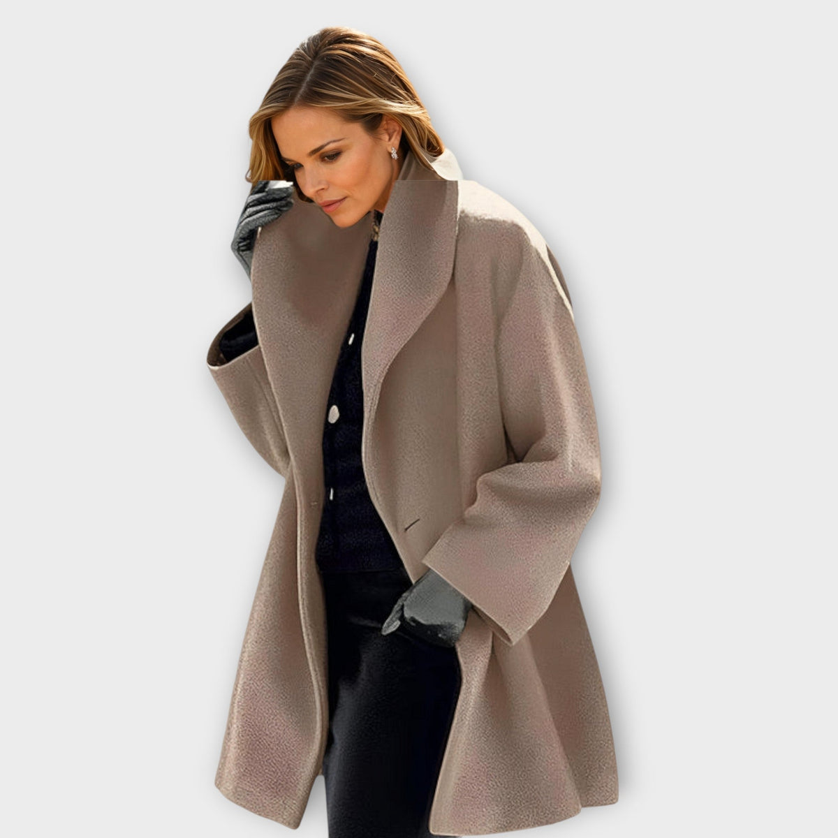 Manteau en Laine Femme Coupe Élégante Résistant au Vent 2