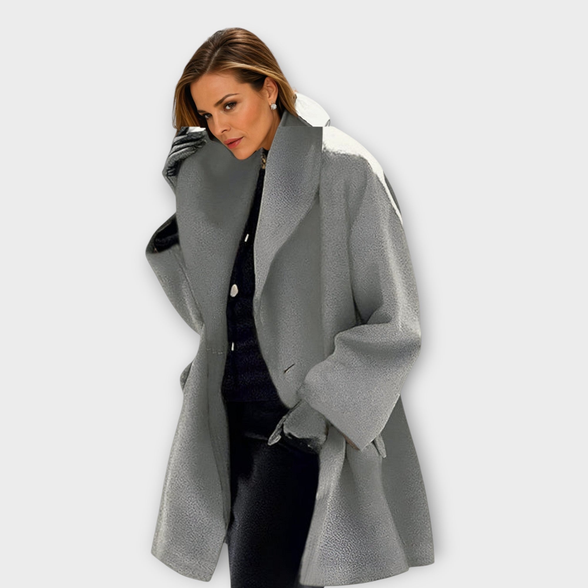 Manteau en Laine Femme Coupe Élégante Résistant au Vent 3