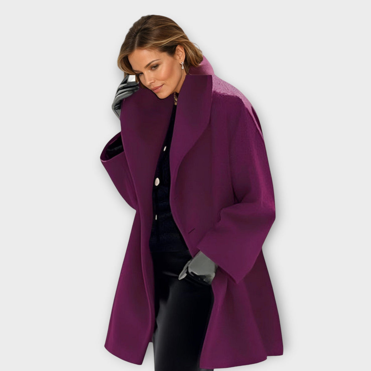 Manteau en Laine Femme Coupe Élégante Résistant au Vent 4