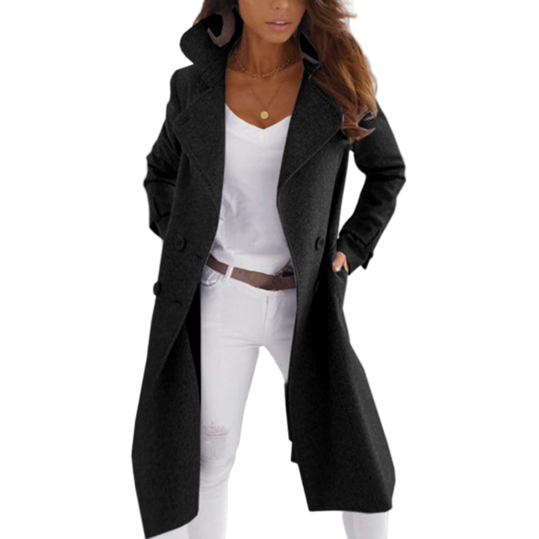 Manteau en Laine pour Femme avec Col Revers 0