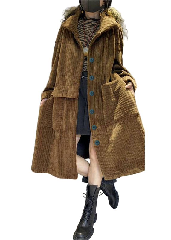 Manteau en Velours Côtelé à Poches pour Femmes 0