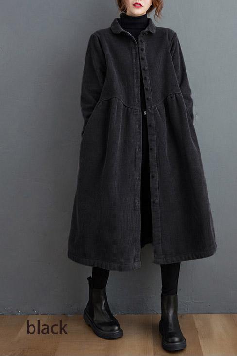 Manteau en velours côtelé vert noir pour femmes 1