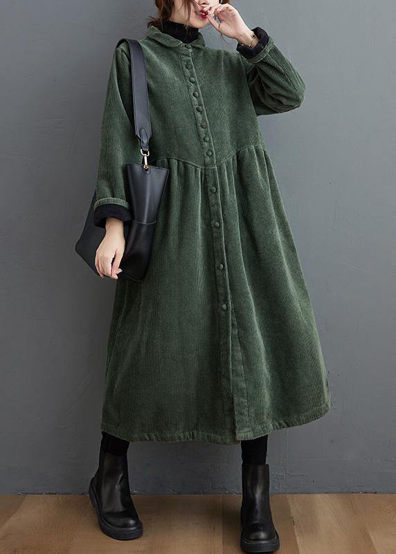 Manteau en velours côtelé vert noir pour femmes 5