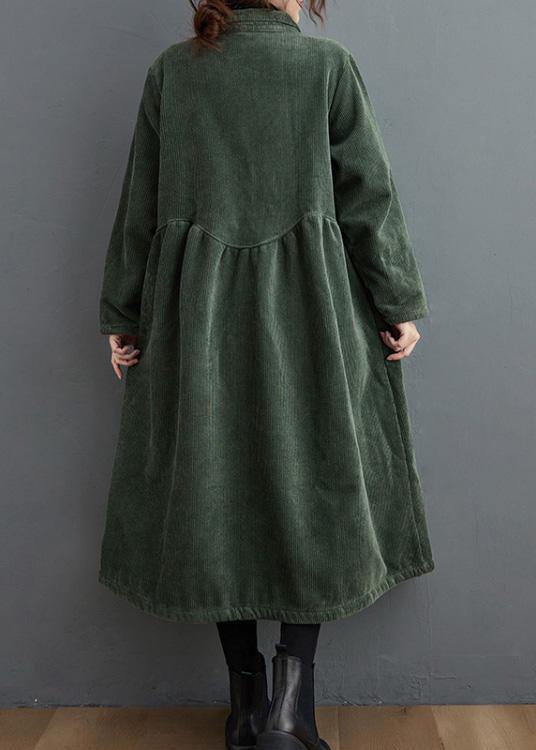 Manteau en velours côtelé vert noir pour femmes 7