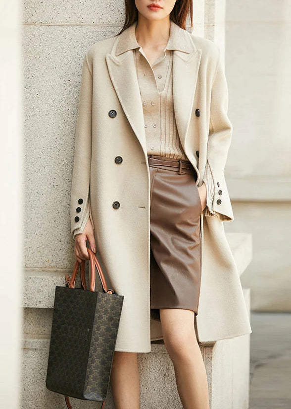 Manteau long pour femme à entailles crantées style automnal 1