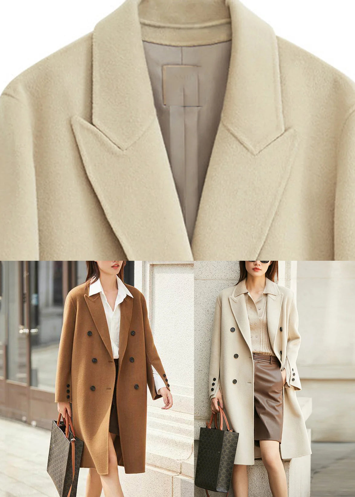 Manteau long pour femme style patchwork à manches longues 4