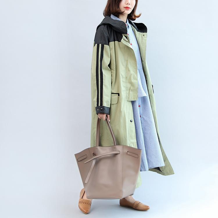 Manteau maxi à capuche patchwork grande taille pour femme automne 2