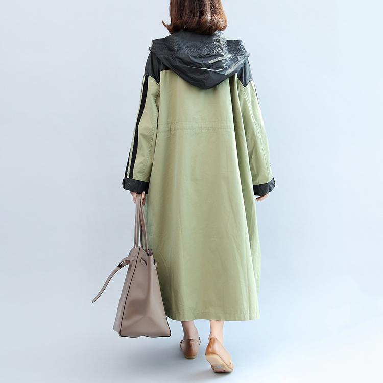 Manteau maxi à capuche patchwork grande taille pour femme automne 3