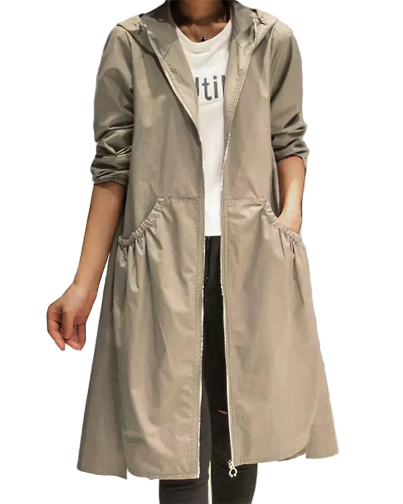 Manteau mi-long à capuche pour femme 0