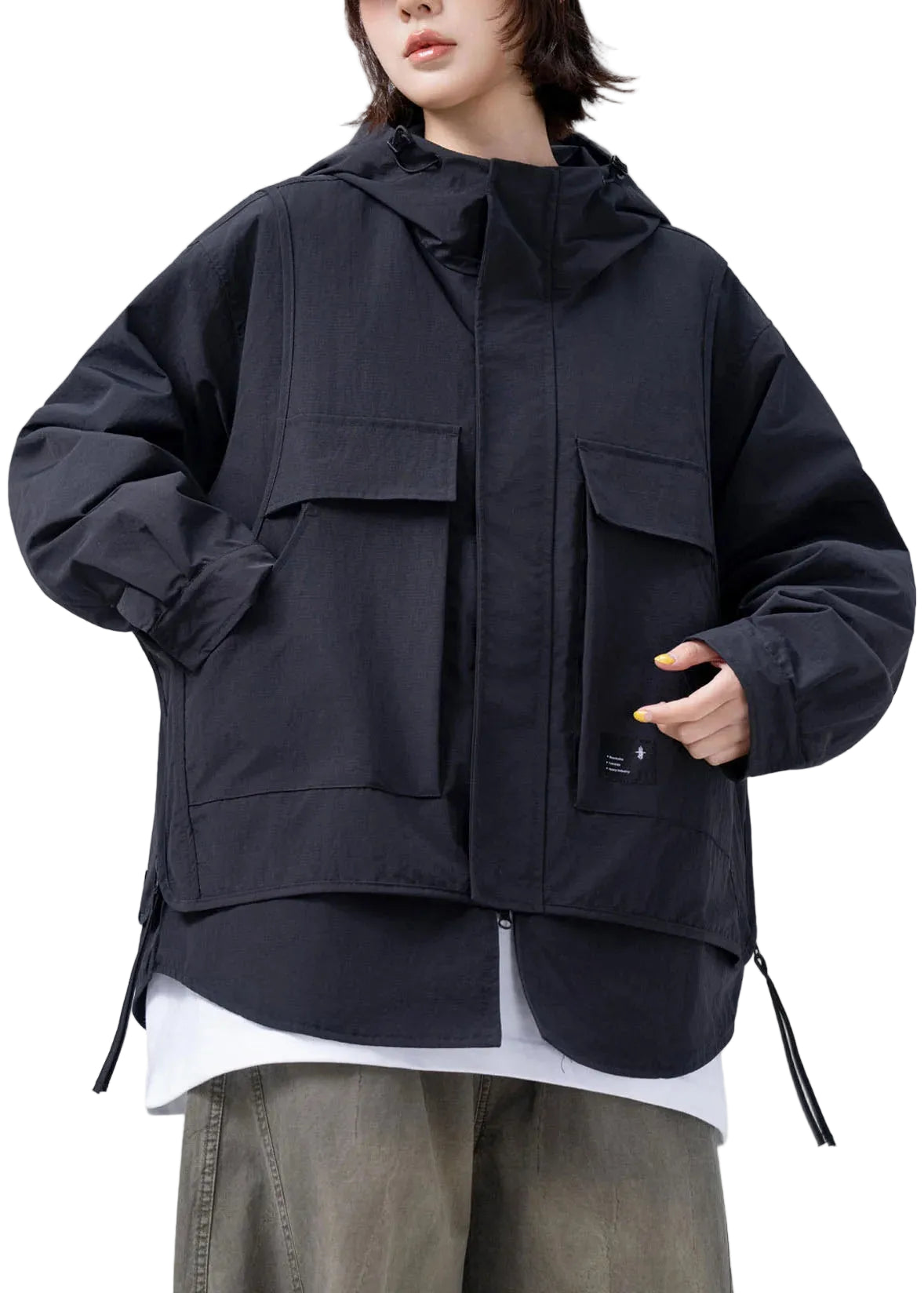 Manteau oversize femme style patchwork deux pièces automnal 0