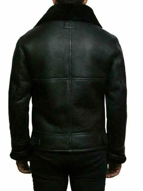 Manteau pour homme en cuir avec doublure en fourrure 1