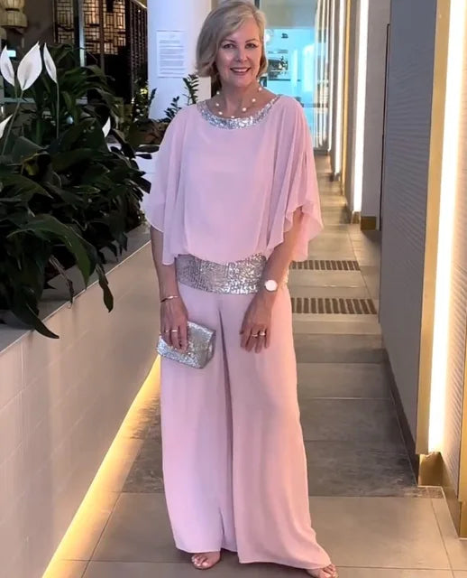 Ensemble Femme Pour Soirée Top Paillettes et Palazzo Fluide-1