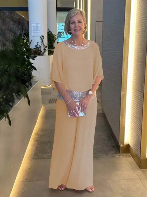 Variant image for Ensemble Femme Pour Soirée Top Paillettes et Palazzo Fluide-25