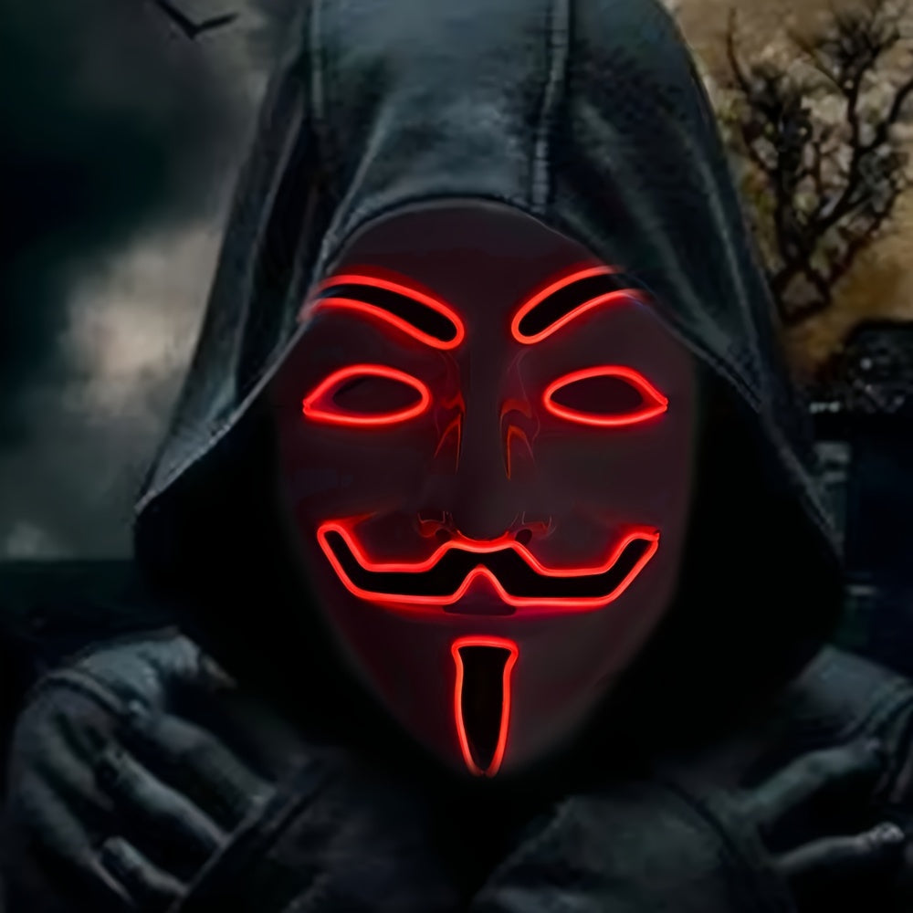 Masque Deguisement LED Anonyme Pour Hommes Halloween - Look Mystérieux et Captivant 1