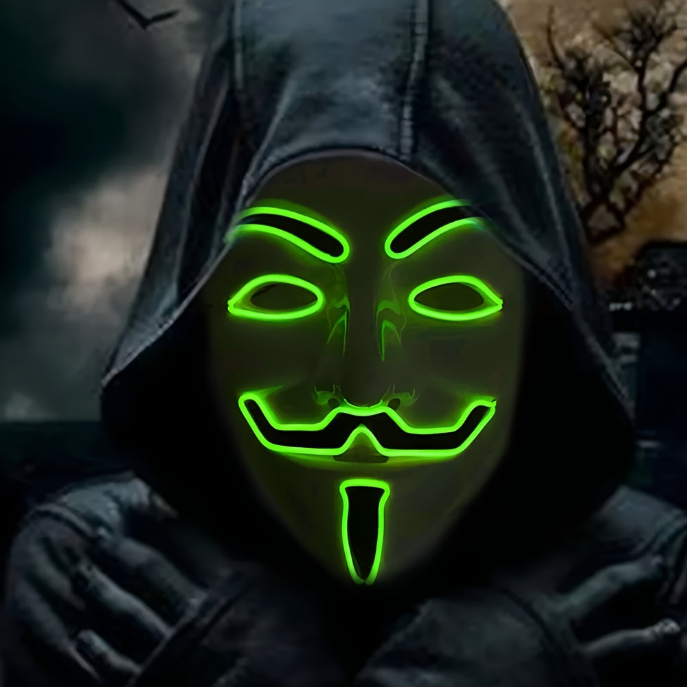 Masque Deguisement LED Anonyme Pour Hommes Halloween - Look Mystérieux et Captivant 5