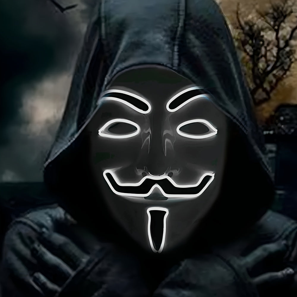 Masque Deguisement LED Anonyme Pour Hommes Halloween - Look Mystérieux et Captivant 7