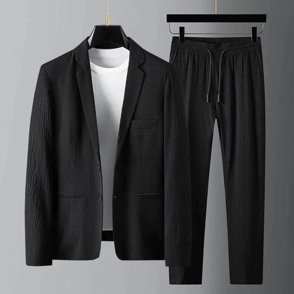 Costume Homme Décontracté avec Blazer et Pantalon en Tissu de Haute Qualité-1