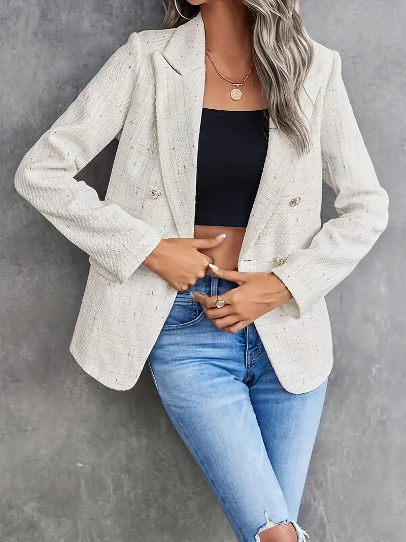 Blazer Femme en Tweed Léger Chic pour Printemps Été-2