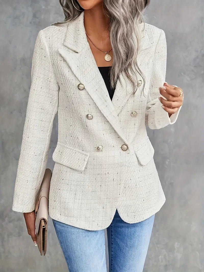 Blazer Femme en Tweed Léger Chic pour Printemps Été-5