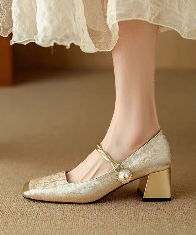 Mocassins Femme Rétro à Talons Épais avec Sangle à Boucle 1