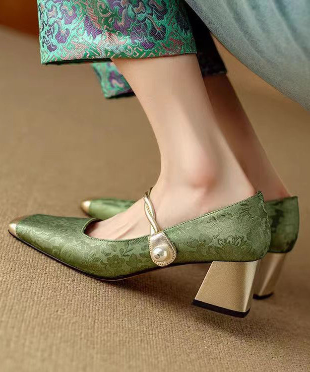 Mocassins Femme Rétro à Talons Épais avec Sangle à Boucle 2