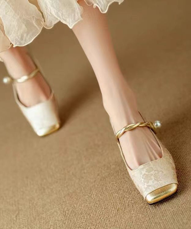 Mocassins Femme Rétro à Talons Épais avec Sangle à Boucle 3