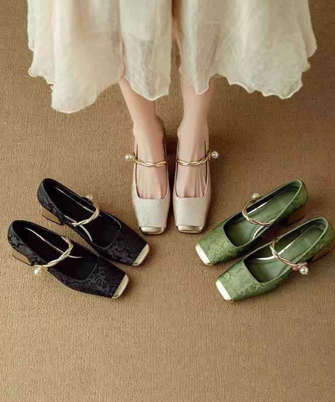 Mocassins Femme Rétro à Talons Épais avec Sangle à Boucle 4