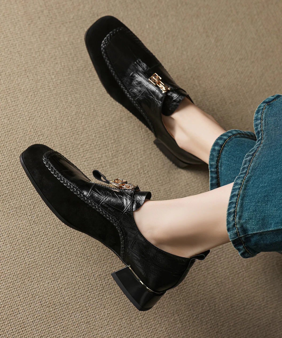 Mocassins Femme Style Rétro à Semelle Épaisse 3