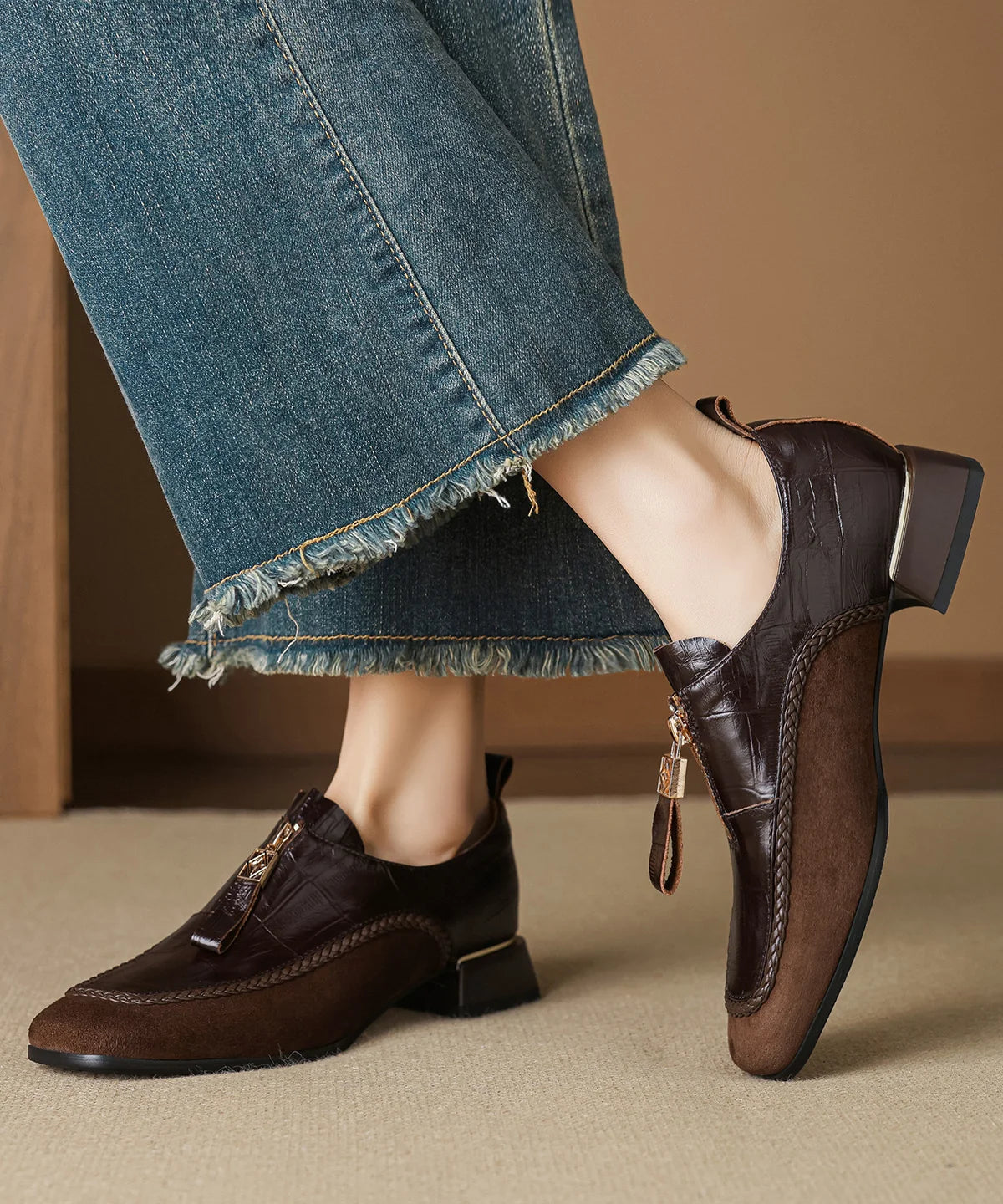 Mocassins Femme Style Rétro à Semelle Épaisse 4