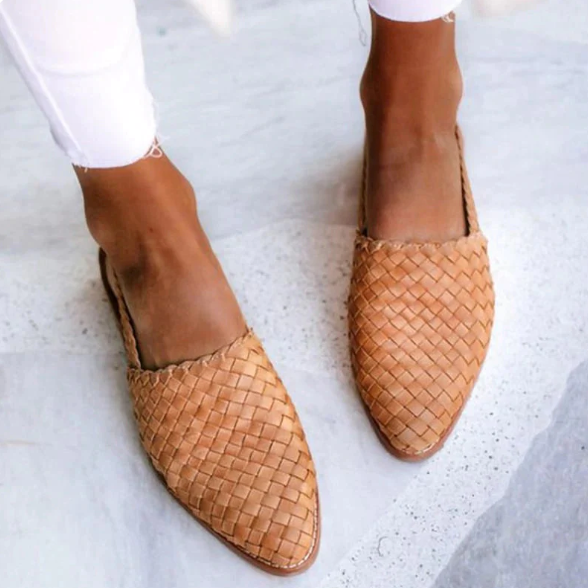 Mocassins Pour Femmes Tressés Talon Bas Casual 4