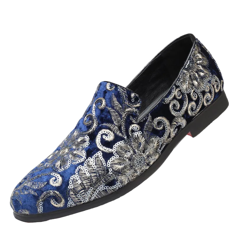 Mocassins à enfiler pour hommes avec broderies florales 0