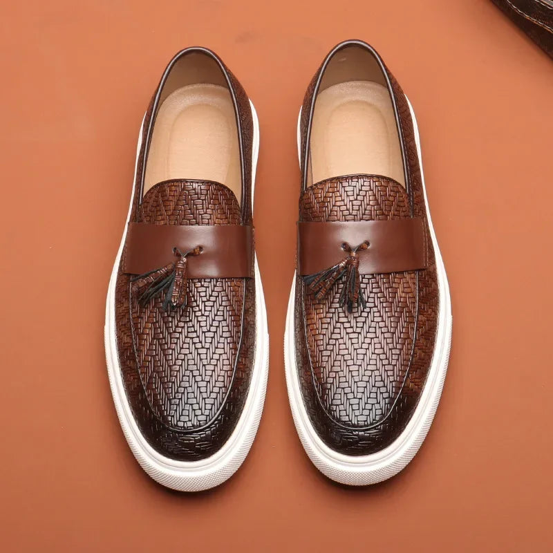 Mocassins pour hommes en cuir tressé moderne 1