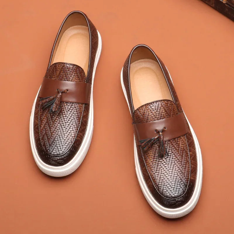 Mocassins pour hommes en cuir tressé moderne 2