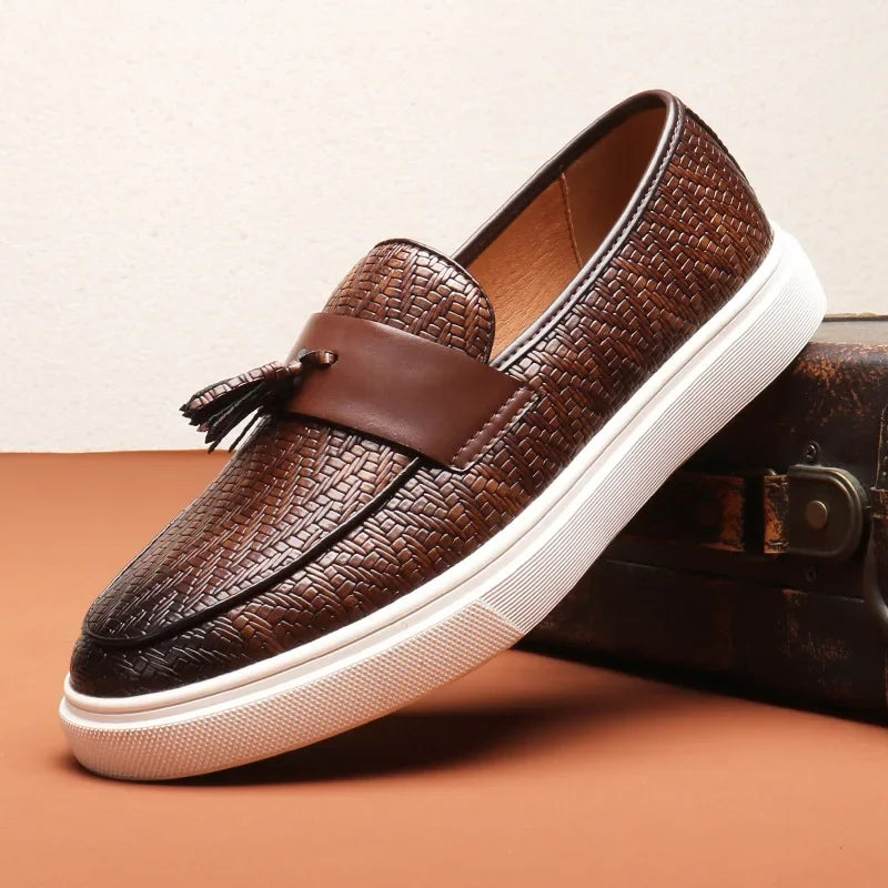 Mocassins pour hommes en cuir tressé moderne 4