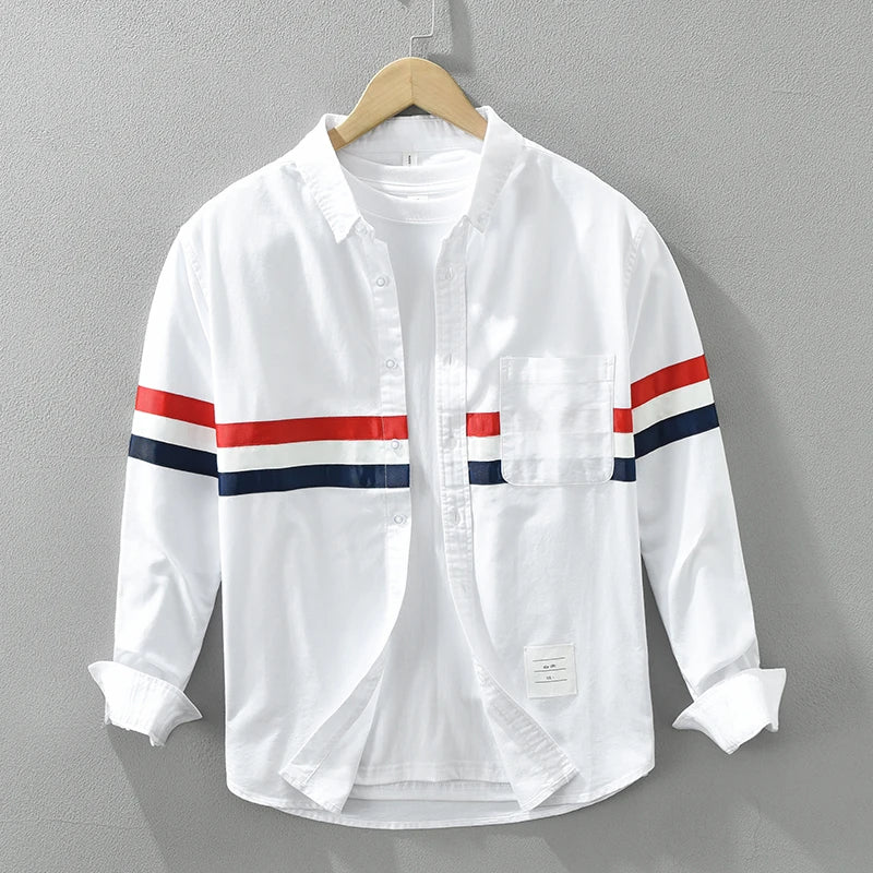 Chemise Homme Patchwork à Rayures Coton Doux 2