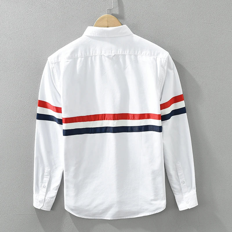 Chemise Homme Patchwork à Rayures Coton Doux 3
