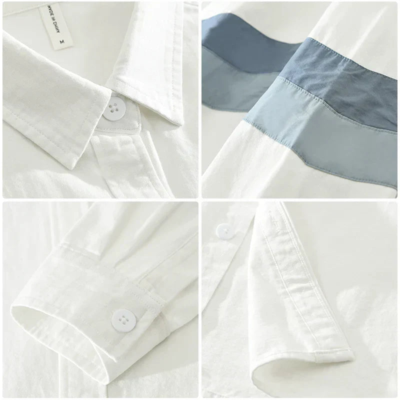 Chemise Homme Décontractée Patchwork Coton Doux 6
