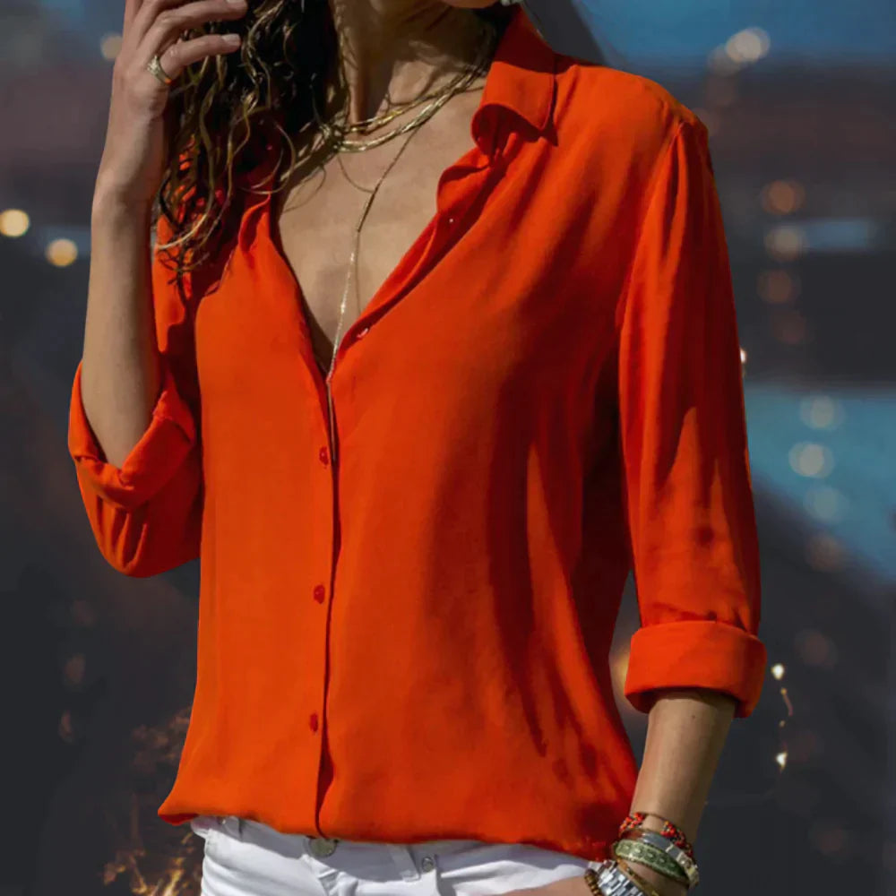 Variant image for Chemisier Femme Chic Satin Élégant Couleurs Variées-9