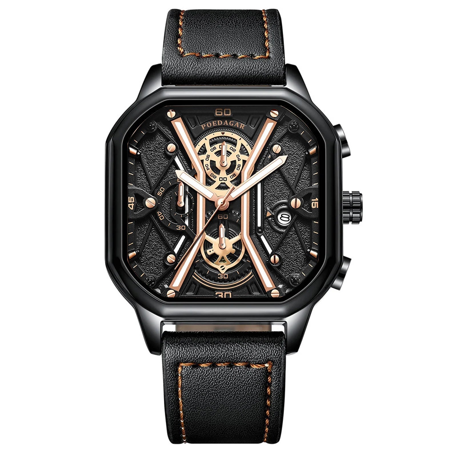 Montre Chronographe Squelette avec Accents Dorés 1